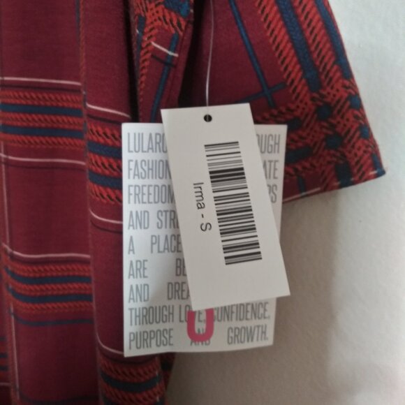 LulaRoe Women’s Irma High-Low Hem Tunic Top Red Plaid Size: Small - Picture 4 of 8